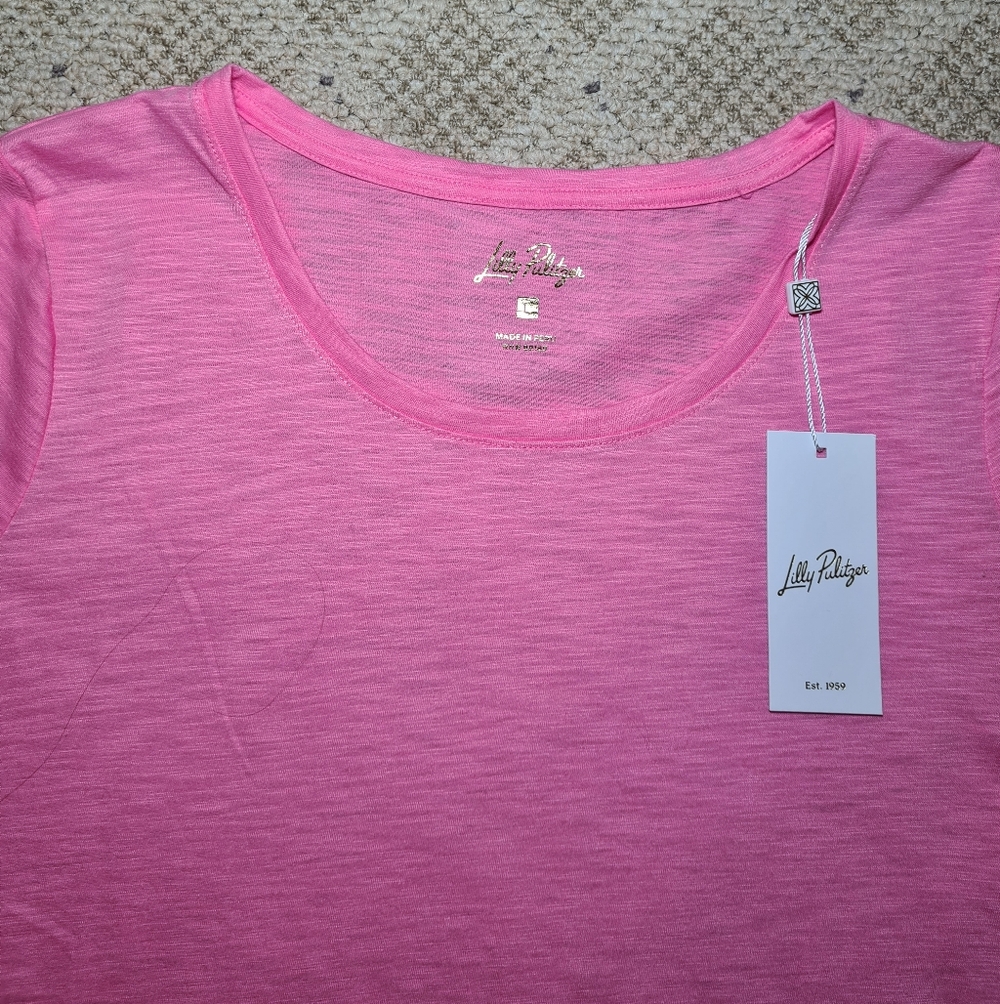 NWT Lilly Pulitzer Pink Short Sleeve Tee - L - Picture 2 of 2